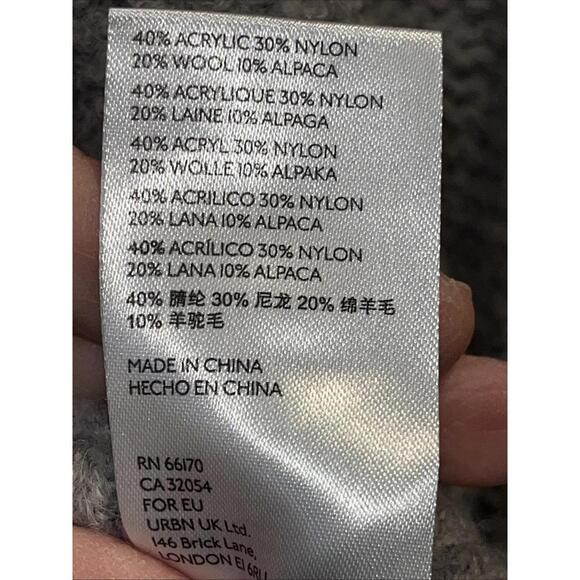 Anthropologie Sweater, XS Part Wool & Alpaca, Gray With Colorful Stripes - Picture 9 of 9